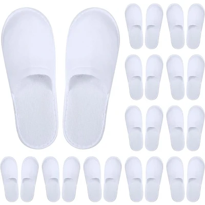Afbeelding van 12 paar Gasten Slippers Reis Pantoffels Hotelpantoffels Antislip Eén Maat Wit