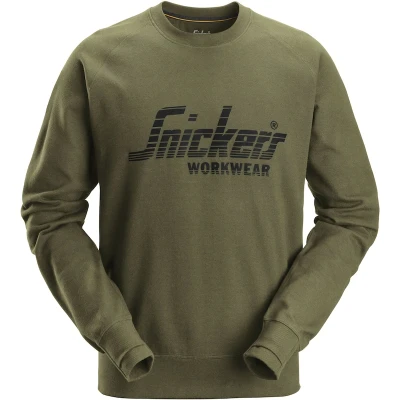 Afbeelding van Snickers 2892 Logo Sweatshirt Khaki Groen/ XL