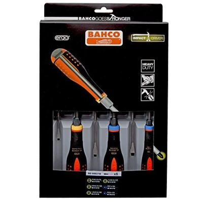 Afbeelding van Bahco Schroevendraaierset ERGO™ driecomponentengreep doorlopende kling krachtgreep gleuf Pozidriv 6 delig BE 9882TB