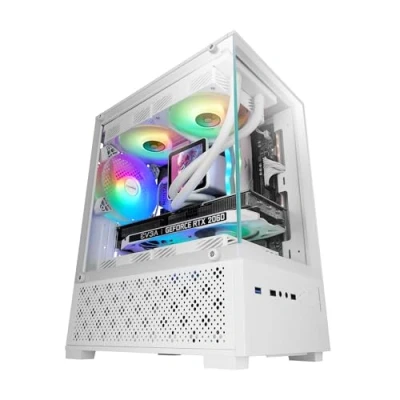 Afbeelding van Mars Gaming MC SE2, MicroATX Behuizing, Getemperd Glas Zijkant en Voorkant Zonder Rand, 120mm FRGB Ventilator, Dubbele Kamerstructuur, Compacte PC Minitoren met Grote Interne Capaciteit, Wit