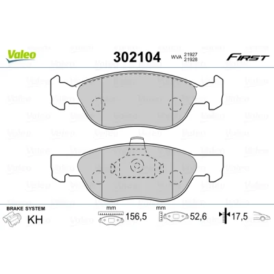 Afbeelding van VALEO 302104 Remblokkenset FIRST Vooras Excl. slijtage waarschuwingscontact Zonder anti kreukplaat FIAT: Punto II Hatchback
