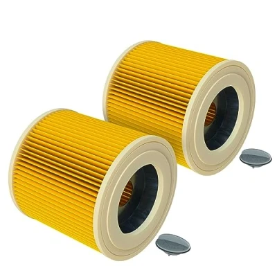 Afbeelding van vhbw 2 X vouwfilter compatibel met Kärcher A 2003, 2004, 2024 pt, 2054 Me, 2101, 2204, 2204 AF, 2206 stofzuiger patroonfilter, geel vervanging voor 6.414 552.0