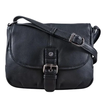 Afbeelding van STILORD &#039;Iris&#039; lederen handtas dames kleine vintage schoudertas voor uitgaan klassieke avondtas feesttas echt leer, Kleur:zwart