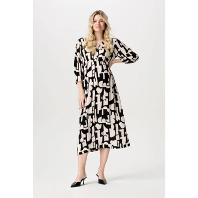 Afbeelding van Zwangerschapsjurk met voedingsfunctie Lieksa Monochrome All Over Print S