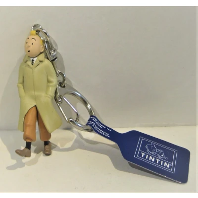 Afbeelding van Kuifje figuur in regenjas sleutelhanger 5,5 cm