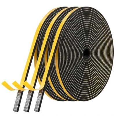 Afbeelding van AiQInu Raamdichtingsisolatie, zelfklevende deuren, 3 rollen 6 mm x 5 m, multifunctioneel rubber, afdichtmiddel voor geluidsisolatie meubels, airconditioningsbescherming