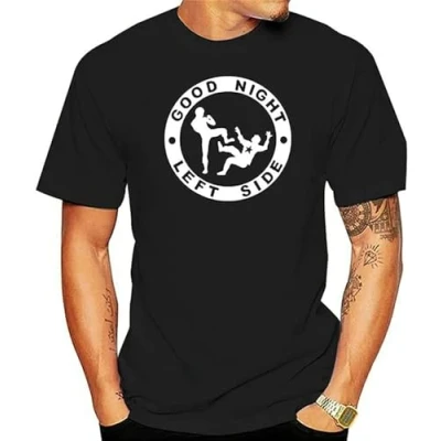 Afbeelding van Good Night Left Side T Shirt Men Short Sleev Tee Novelty Funny Graphic Tshirts Fashion Streetwear Ropa Hombre Camisetas Black L