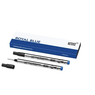 Afbeelding van Montblanc Rollerbalpen, Royal Blue 105165, blauwe vulling voor meesterwerk LeGrand medium, 2 x navulrollerball M