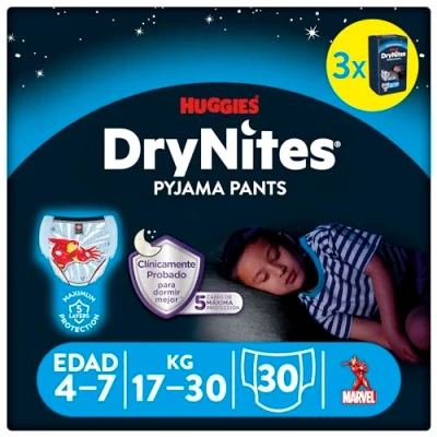 Afbeelding van Huggies DryNites Spiderman pyjamabroek, 4 7 jaar, 30 stuks per verpakking