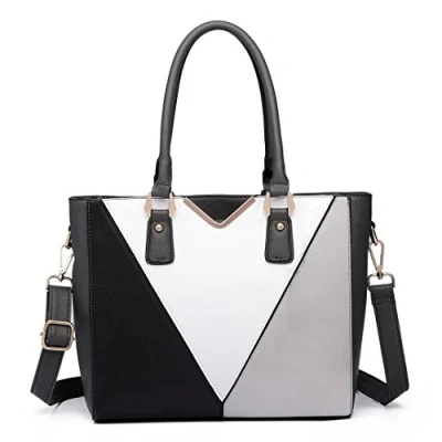 Afbeelding van Miss Lulu dames shopper handtas V vormige schoudertas elegante met krokodillenpatroon van PU leer afneembare schouderriem medium maat, grijs