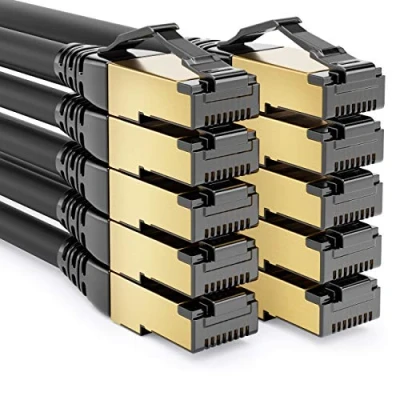 Afbeelding van deleyCON 10x 2m CAT8.1 Patchkabel Netwerkkabel Datakabel S/FTP PIMF 2000MHz 40Gbit RJ45 LAN DSL Kabel CAT.8 Ethernetkabel Stekker Zwart
