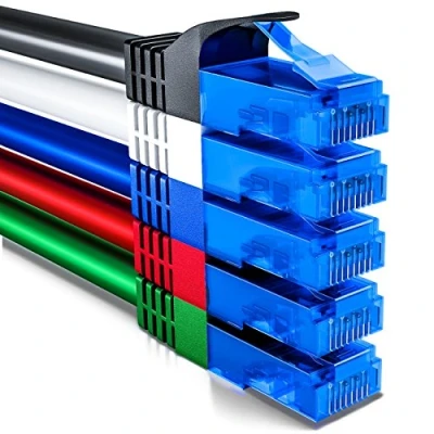Afbeelding van deleyCON 5x 1m CAT6 Netwerkkabelset U UTP RJ45 CAT 6 LAN Kabel Patchkabel Ethernetkabel DSL Switch Router Modem Repeater Patchpanel Bonte