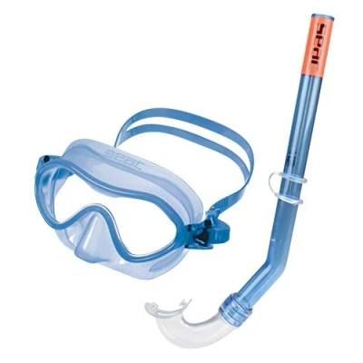 Afbeelding van Seac Set Baia pakket voor kinderen 4 8 jaar, met duikmasker en snorkel, lichtblauw, junior