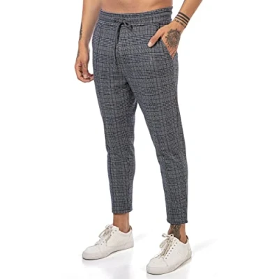 Afbeelding van Redbridge Chino broek voor heren, vrijetijdsbroek, geruit met elastische tailleband, casual, grijs, XL