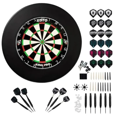 Afbeelding van KOTO King Pro + Surround Zwart Accessory Kit Steeltip Red 90 stuks, 2 Sets darts van 23 gram, 6 flights, shafts, Punthouders, Shaftrings en Flight Beschermers
