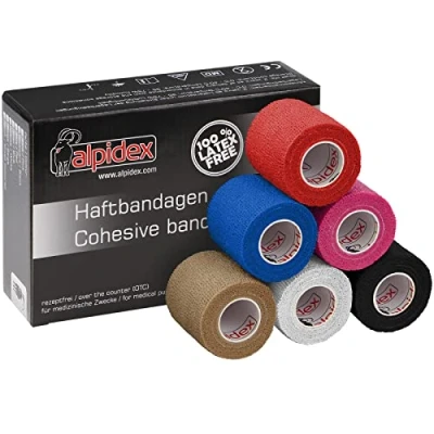 Afbeelding van ALPIDEX 6 Rollen Zelfklevend Verband 5 cm x 4,5 m Bandages Elastisch Huisdierverband Fixatieband Sport Vet Wrap Tape Paarden Honden Mensen, Kleur:Veelkleurig