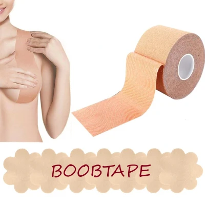 Afbeelding van Boob tape Boobtape Borst Bra lift Beige 5 meter lang CM breed Plak BH