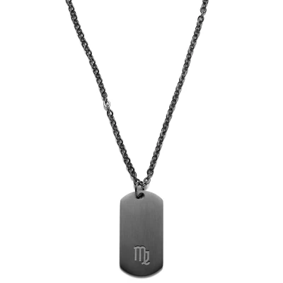 Afbeelding van Gunmetalkleurige Stalen Ketting met Maagd Sterrenbeeld