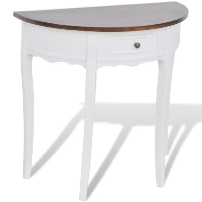 Afbeelding van Wandtafel met lade halfrond bruin
