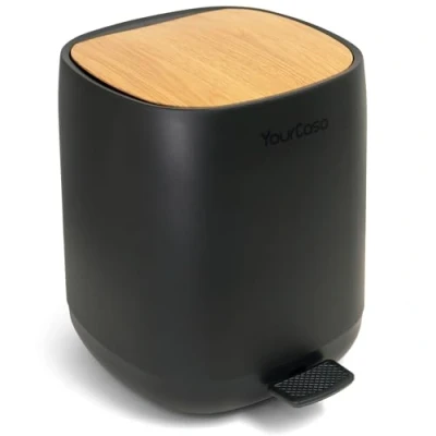 Afbeelding van YourCasa Prullenbak voor in de badkamer, 5 liter, 30% minder plastic, badkameremmer, cosmetica emmer klein, met deksel en softclose, afvalemmer, toilet, uitneembare binnenemmer (zwart)