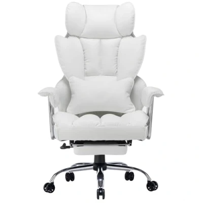 Afbeelding van Efomao ergonomische bureaustoel, PU lederen directiestoel, bureaustoel 150 kg met voetensteun en lendensteun, verstelbare stoel hoge rugleuning,afb. reactionair