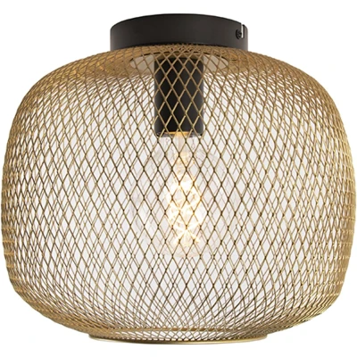 Afbeelding van QAZQA Moderne zwart met gouden plafondlamp Bliss Mesh