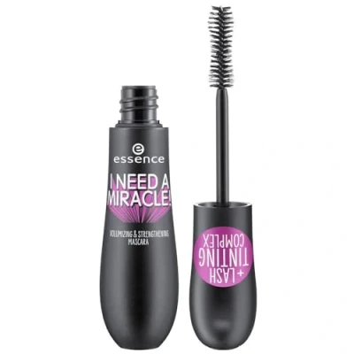 Afbeelding van essence cosmetics I NEED A MIRACLE! VOLUMIZING &amp; STRENGTHENING MASCARA, Nr. 01, Zwart, Volumegevend, Versterkend, Kleureffect, Veganistisch, Zonder Microplastic Deeltjes, Nanodeeltjes vrij,