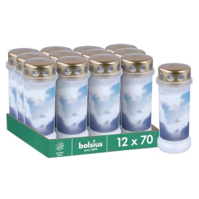 Afbeelding van BOLSIUS Graflicht continu branders wit nr. 6 12 stuks met motief hemel brandduur tot 70 uur