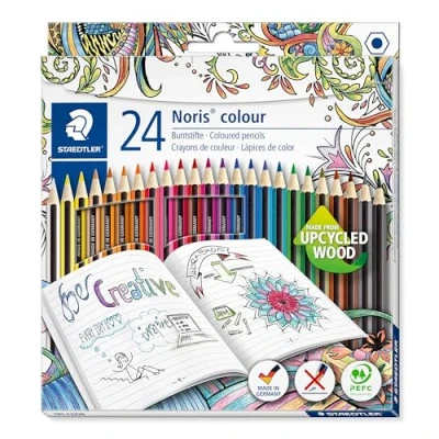 Afbeelding van Staedtler Noris colour 185 C24JB kleurpotloden (verhoogde punt breukbestendigheid, zeskant, set met 24 briljante kleuren, Wopex materiaal, PEFC hout, DIN EN71)