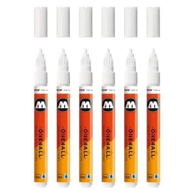 Afbeelding van Molotow One4All 127HS Acryl Marker Glossy (2,0 mm lijndikte, hoogglans, zeer dekkend en permanent, sneldrogend, navulbaar, voor bijna alle ondergronden), 6 stuks, kleur 251 glanzend wit