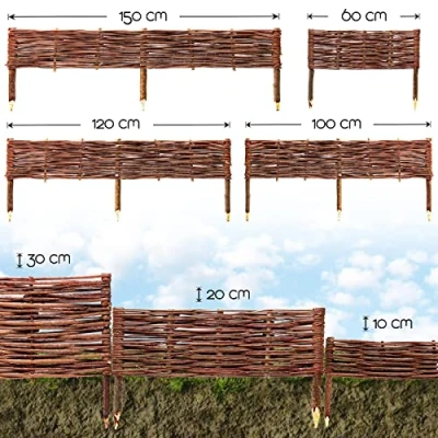 Afbeelding van BooGardi bed omlijsting van wilg · bedrand in verschillende maten (10 x 60 cm 5 stuks) wilgenomheining voor of wegafbakening