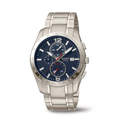 Afbeelding van Boccia 3767 03 Horloge Titanium zilverkleurig blauw 41 mm