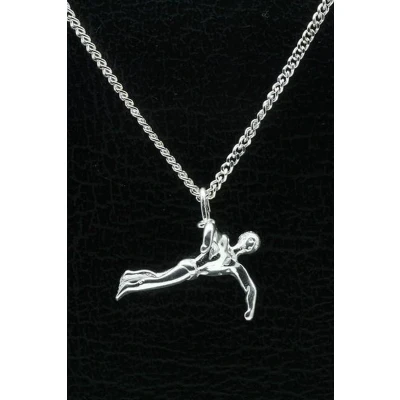 Afbeelding van Zilveren Zwemmer ketting hanger