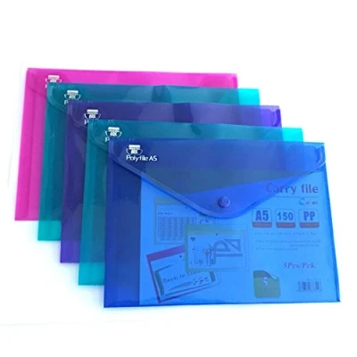 Afbeelding van ARK Carry File Popper Wallet bestand met drukknopsluiting [Pack van 5] (Electra Assorted, A5)