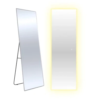 Afbeelding van Sensahome Staande Spiegel Met Led Verlichting Naadloos Passpiegel Zonder Lijst Dimbaar 50x160cm