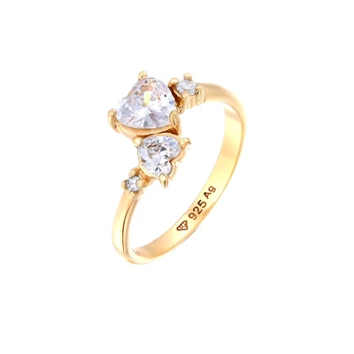 Afbeelding van ELLI Ring &#039;Herz&#039; goud / transparant