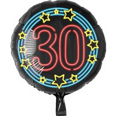 Afbeelding van Helium ballon 30 jaar Neon 45cm
