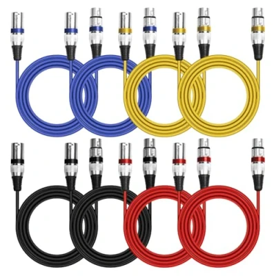 Afbeelding van BORDEAG 8 stuks 2 m DMX microfoonkabel, XLR kabel, microfoon audiokabel, voor opnames, mixers, luidsprekersystemen