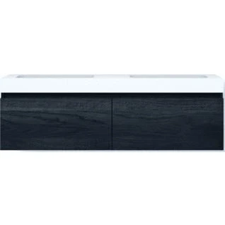 Afbeelding van Looox solid drawer box 140cm surface wb 500 2 la black meubel swdb1400bl