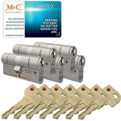 Afbeelding van 5 Gelijksluitende cilindersloten M&amp;C Matrix SKG***profielcilinder skg deurcilinder