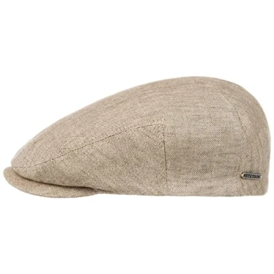 Afbeelding van Stetson Just Linen Pet Dames/Heren Made in the EU zomer cap linnen flat hat met klep voering voor Lente/Zomer 60 cm beige