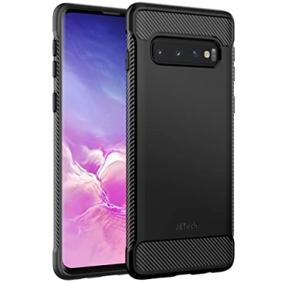 Afbeelding van JETech Slank Hoesje Compatibel met Samsung Galaxy S10 (NIET Plus+),Slanke Case Schokabsorptie en Koolstofvezel Ontwerp (Zwart)