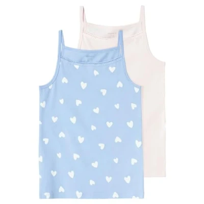 Afbeelding van NAME IT KIDS singlet set van 2 lichtblauw/lichtroze/wit