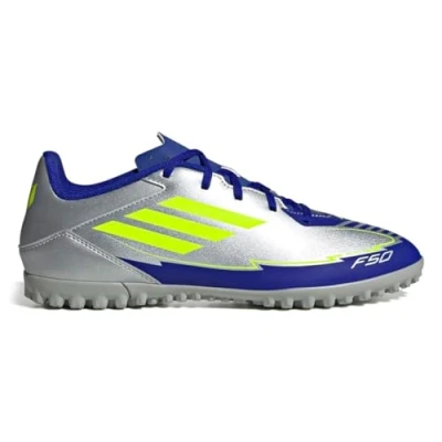 Afbeelding van adidas Performance Messi F50 CLUB Voetbalschoenen met Kunststof noppen, Heren, Maat: 48, Silver/yellow/blue