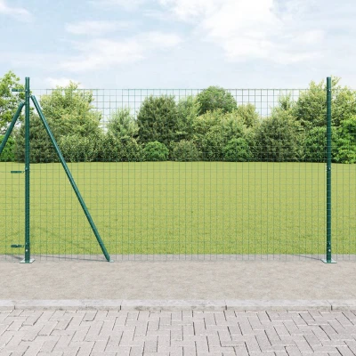 Afbeelding van vidaXL Euro Omheining met 7 Flanged Posts 1.4x10 m Gegalvaniseerd Staal