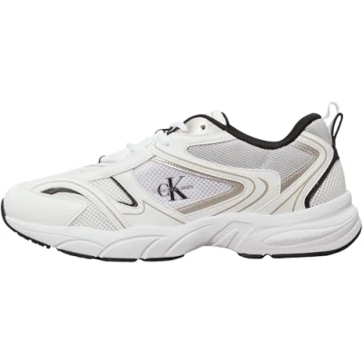 Afbeelding van Calvin Klein Jeans Retro Tennis Sneakers laag, Heren, Maat: 41, Bright white/black Imitatieleer/ textiel