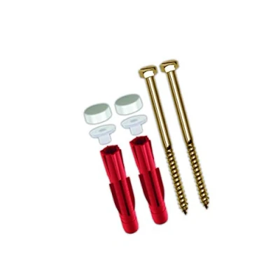 Afbeelding van TOX Staande wc bevestiging Toilet, met universele pluggen Tri 8x51 mm + messing zeskantschroef 6,0 x 85 en afdekkappen wit, 1 set, 04510152/S