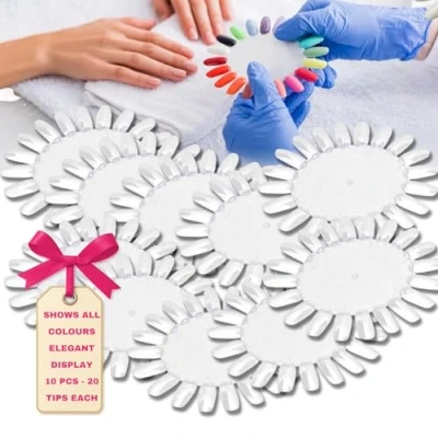 Afbeelding van Lalill Nagelpresentatiestandaard zonnestandaard stokjes, praktische fandisplay starter ring ovaal nagelpalet ter illustratie van nagellak (transparant)