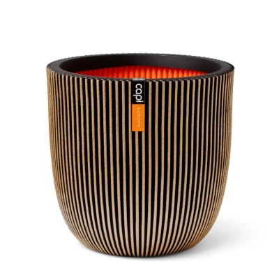 Afbeelding van Plantenbak Groove 43x41 cm zwart en goudkleurig