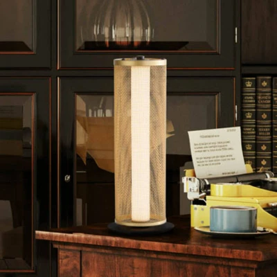 Afbeelding van Searchlight Tafellamp Thread zwart met goud mesh EU25154 1BK